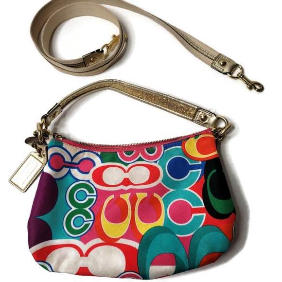 Coach Signature Daisy Poppy Pop C Graffiti Demi Crossbody bag with long strap. - Picture 7 of 10
